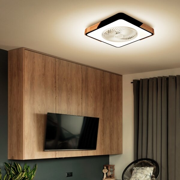 Brilagi-LED Stmív. svítidlo s ventilátorem LED/30W/230V 3000-6500K černá/dub+DO