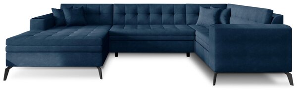 Stylová sedací souprava do U LYSANDRA - modrá, levé provedení