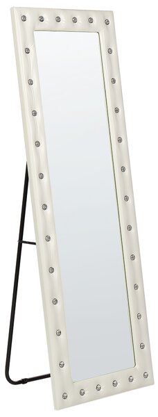 Stojací zrcadlo z umělé kůže 50 x 150 cm bílé ANSOUIS