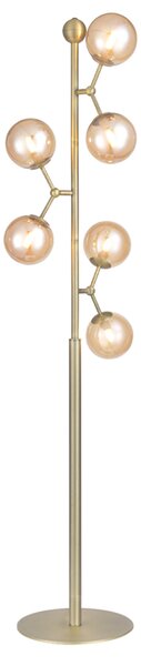 Halo Design 738892 stojací lampa Atom jantarová/mosaz, 6L, 155cm