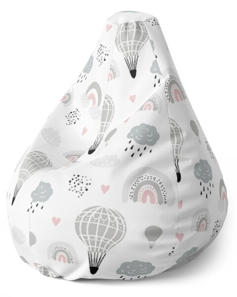 Sablio Sedací vak Pear Malované horkovzdušné balony - 70 x 70 x 95 cm