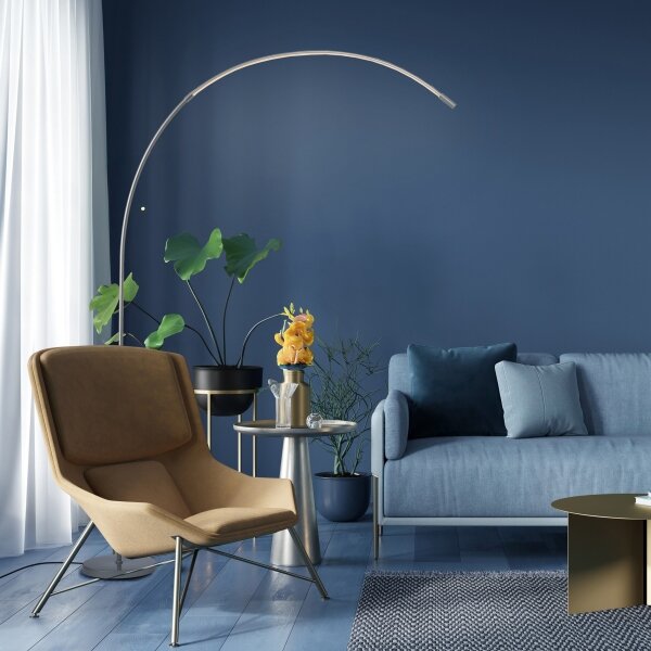 Brilliant - LED Stmívatelná dotyková stojací lampa BOW LED/14W/230V chrom