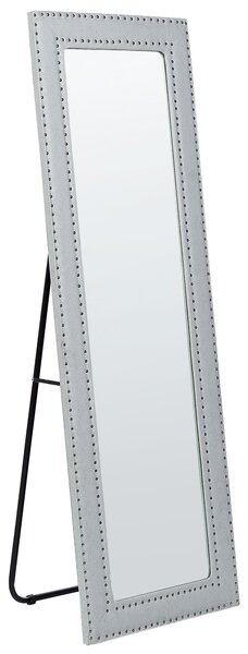 Stojací zrcadlo z umělé kůže 50 x 150 cm světle šedé LOCRONAN