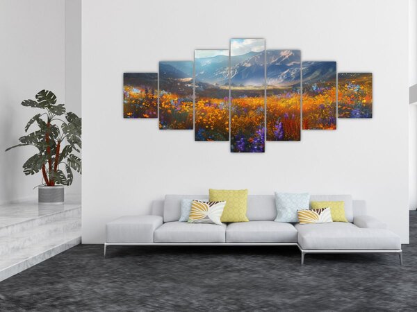 Obraz - Malovaná horská krajina II. (210x100 cm)