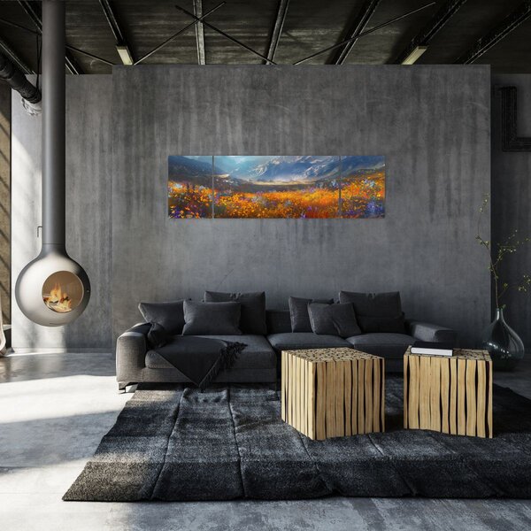 Obraz - Malovaná horská krajina II. (170x50 cm)
