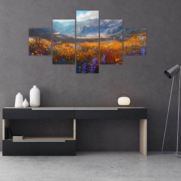 Obraz - Malovaná horská krajina II. (125x70 cm)