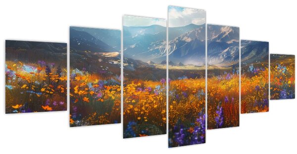 Obraz - Malovaná horská krajina II. (210x100 cm)