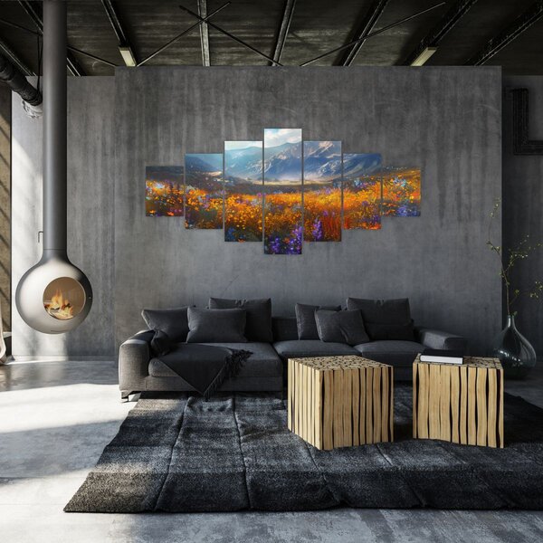 Obraz - Malovaná horská krajina II. (210x100 cm)