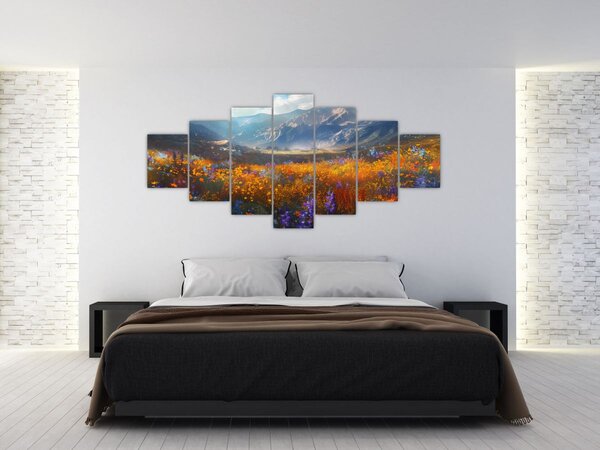 Obraz - Malovaná horská krajina II. (210x100 cm)