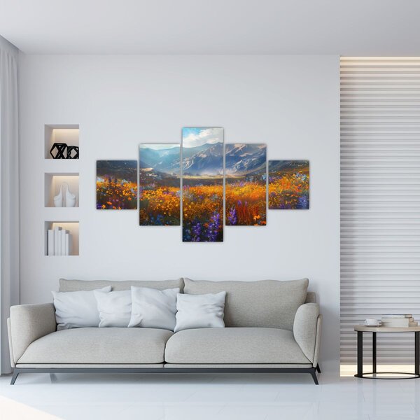 Obraz - Malovaná horská krajina II. (125x70 cm)