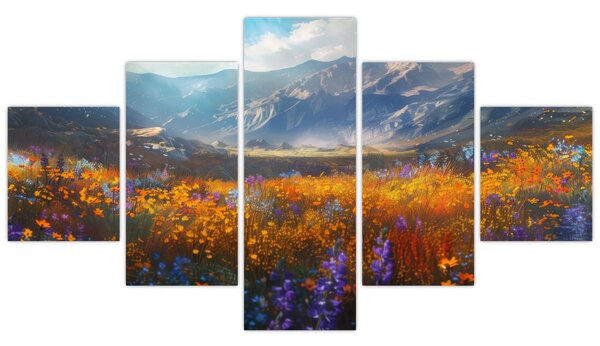 Obraz - Malovaná horská krajina II. (125x70 cm)