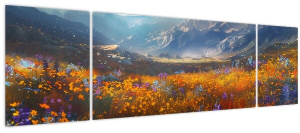 Obraz - Malovaná horská krajina II. (170x50 cm)