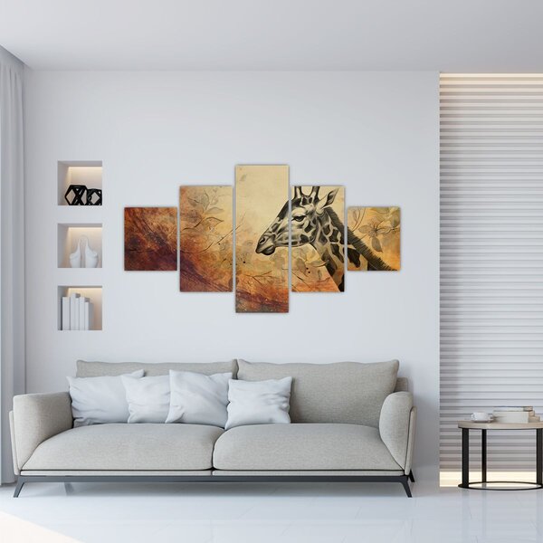 Obraz - Žirafa, malba (125x70 cm)
