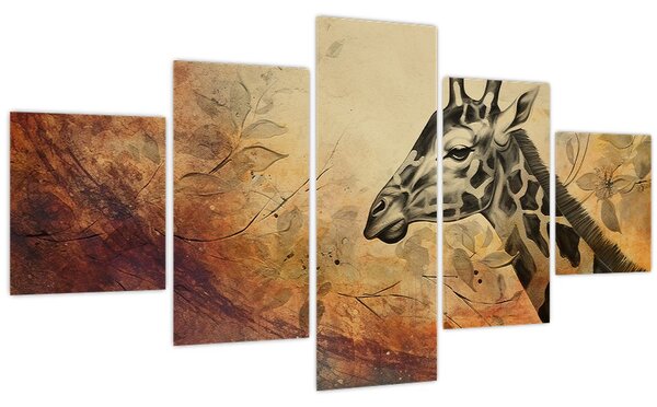Obraz - Žirafa, malba (125x70 cm)