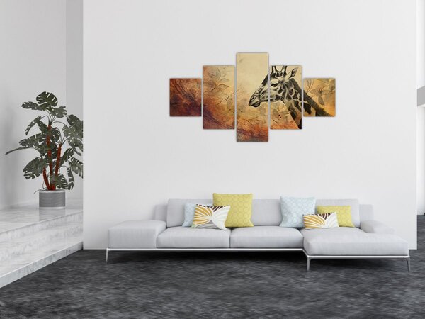 Obraz - Žirafa, malba (125x70 cm)