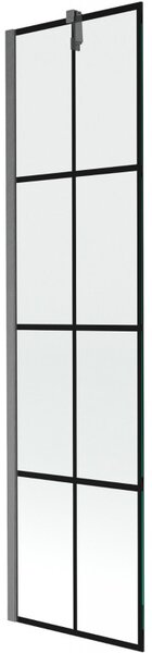 Mexen, Mexen Next parawan nawannowy 1-skrzydłowy 50 x 150 cm, czarny wzór, gun gray szczotkowany - 895-050-000-00-77-66
