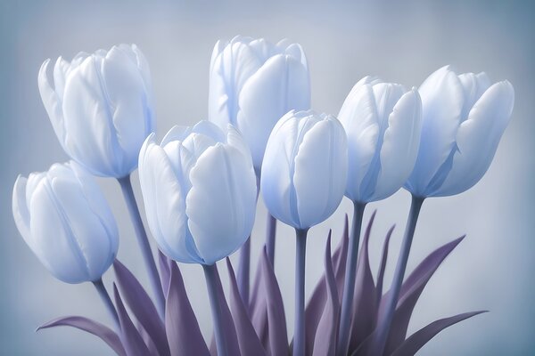 Fototapeta Skupina bílých tulipánů, Květinové fototapety, Populární fototapety, w02616v1 - Tapeko.co.cz