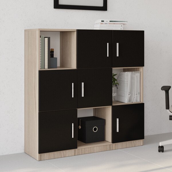 Skříňka Vincent 7 (dub + černá). Akce -25%