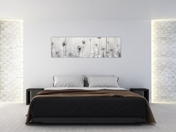 Obraz - Pampelišky, malba (170x50 cm)