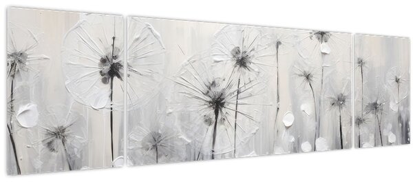 Obraz - Pampelišky, malba (170x50 cm)