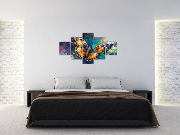 Obraz - Motýl, olejomalba (125x70 cm)