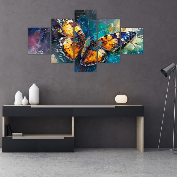Obraz - Motýl, olejomalba (125x70 cm)