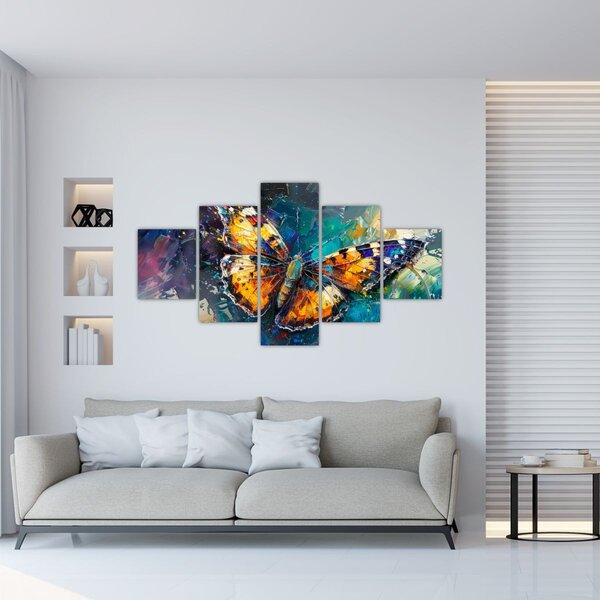 Obraz - Motýl, olejomalba (125x70 cm)