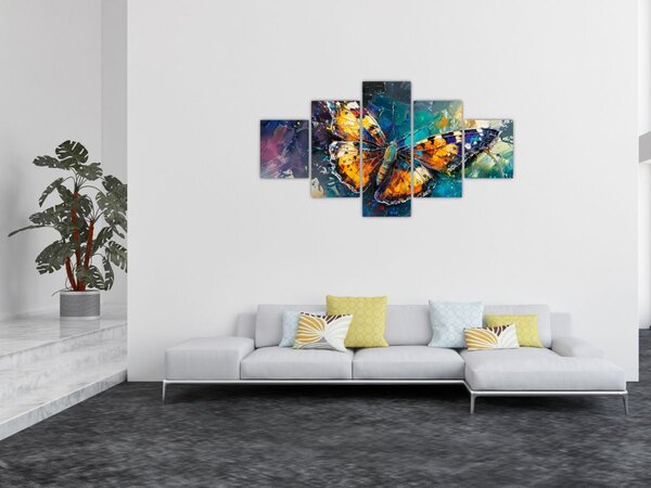 Obraz - Motýl, olejomalba (125x70 cm)