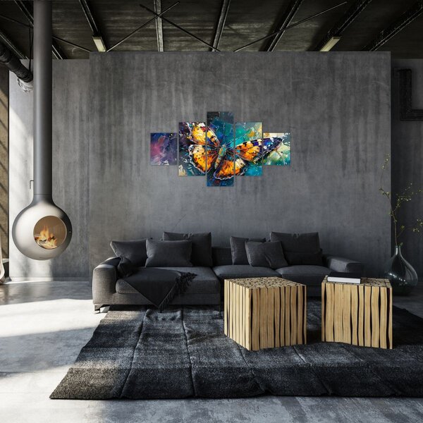 Obraz - Motýl, olejomalba (125x70 cm)