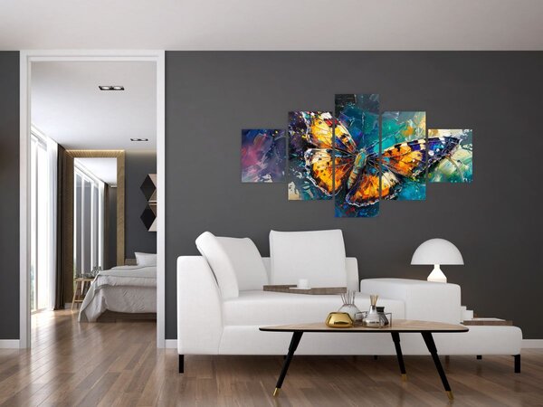 Obraz - Motýl, olejomalba (125x70 cm)