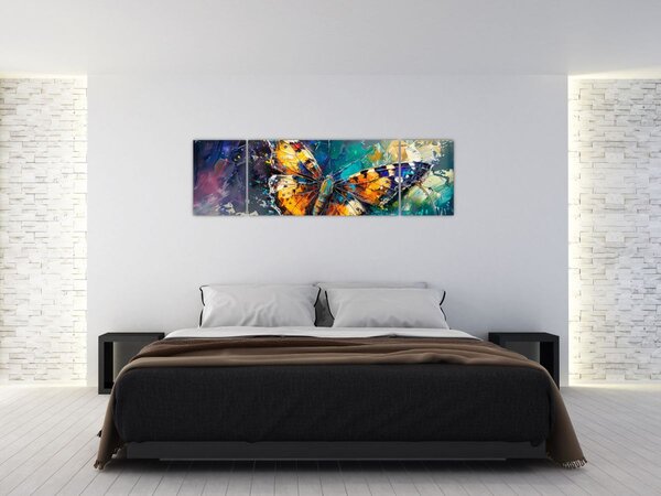 Obraz - Motýl, olejomalba (170x50 cm)