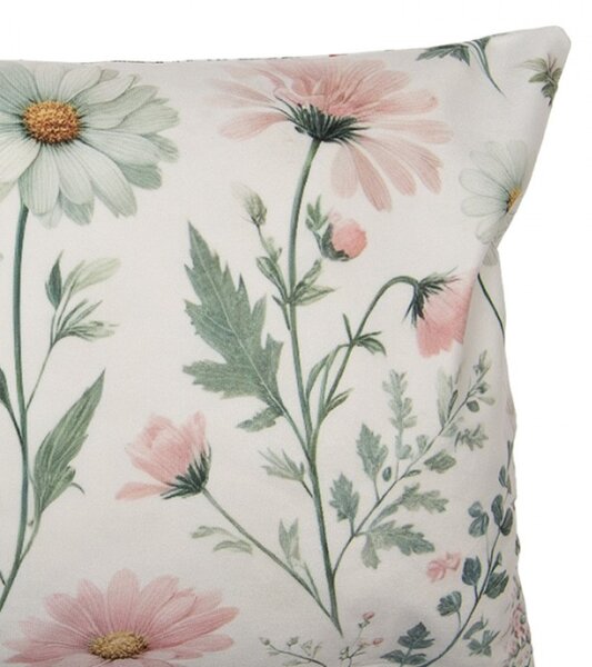 Obdélníkový povlak na polštář s růžovo-zeleným motivem lučních květin polyester – 35x50 cm