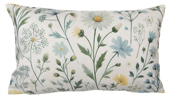 Obdélníkový povlak na polštář s modro-žlutým motivem lučních květin polyester – 35x50 cm