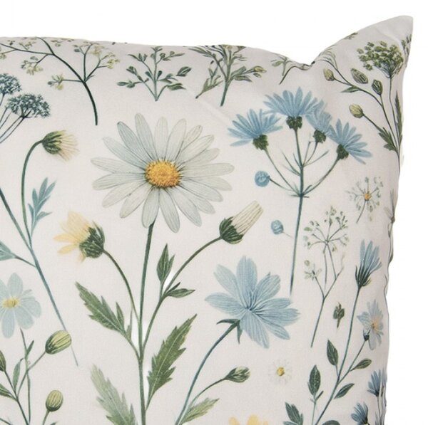 Povlak na polštář s modro-žlutým motivem lučních květin polyester – 45x45 cm