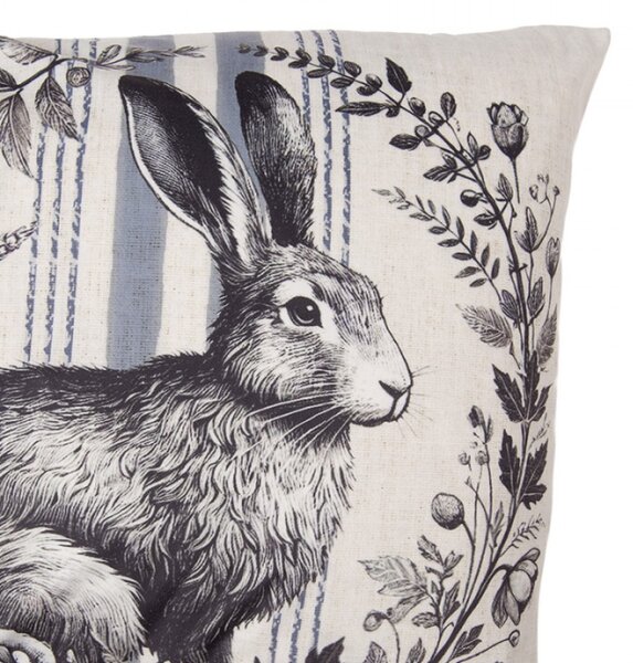Povlak na polštář s pruhem a černobílým zajícem polyester – 45x45 cm