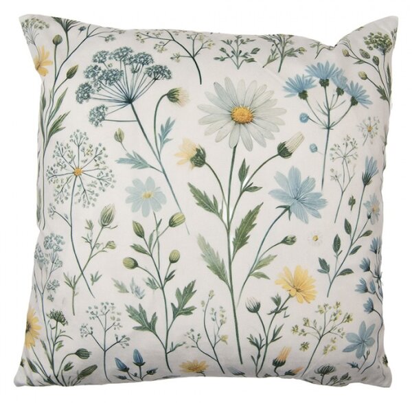 Povlak na polštář s modro-žlutým motivem lučních květin polyester – 45x45 cm