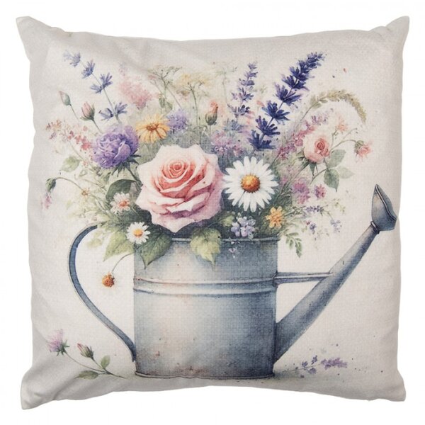 Povlak na polštář jarní konvička s květinami polyester – 45x45 cm