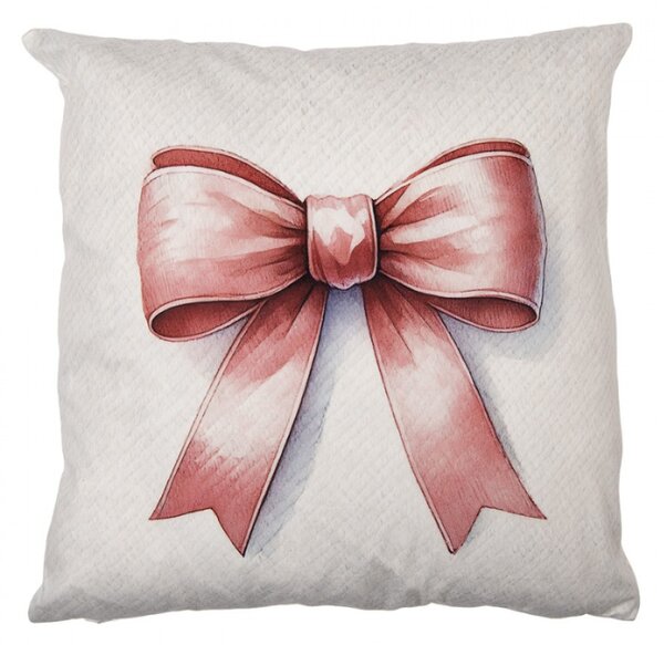 Povlak na polštář červená akvarelová mašle polyester – 45x45 cm