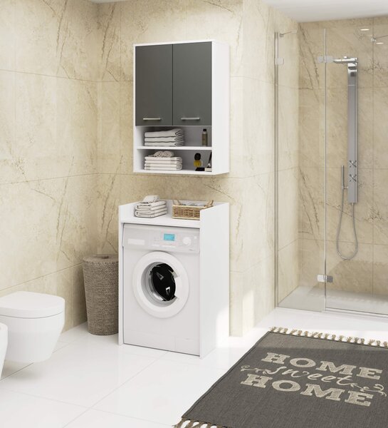Ak furniture Závěsná koupelnová skříňka Fin W64 2D 64 cm bílá/grafit