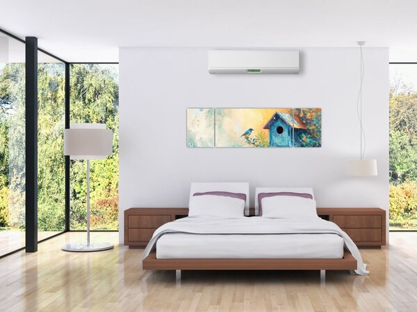 Obraz - Ptačí budka, akvarel (170x50 cm)