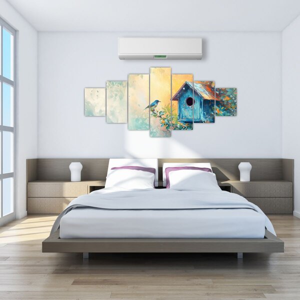 Obraz - Ptačí budka, akvarel (210x100 cm)