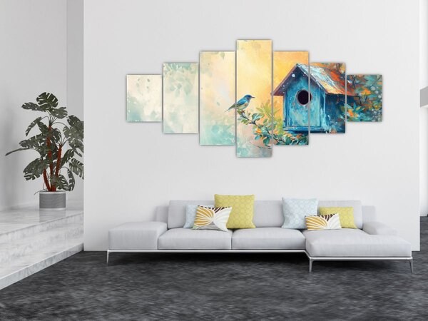 Obraz - Ptačí budka, akvarel (210x100 cm)