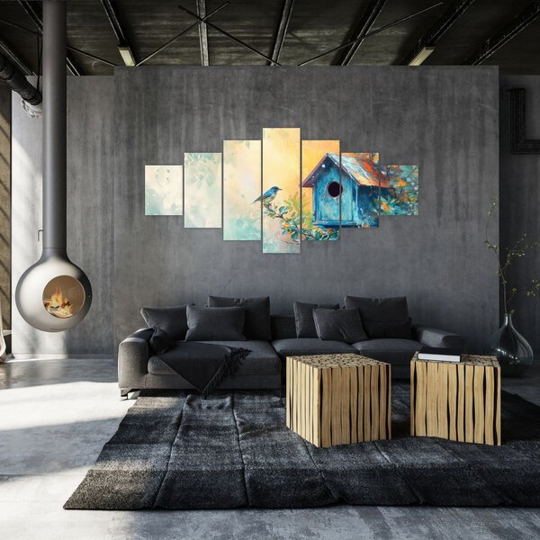 Obraz - Ptačí budka, akvarel (210x100 cm)