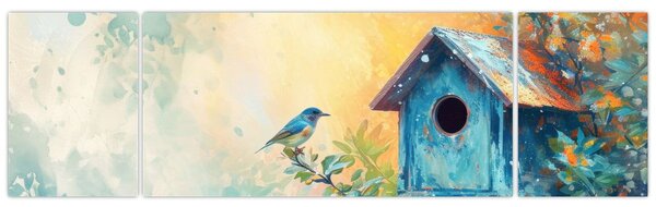 Obraz - Ptačí budka, akvarel (170x50 cm)