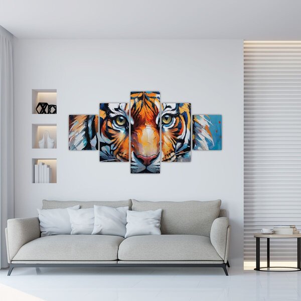 Obraz - Pohled tygra, malba (125x70 cm)