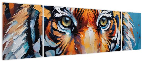 Obraz - Pohled tygra, malba (170x50 cm)