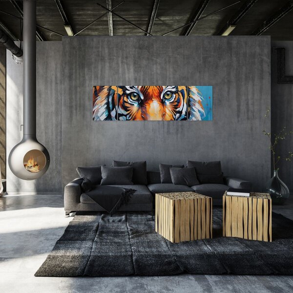 Obraz - Pohled tygra, malba (170x50 cm)