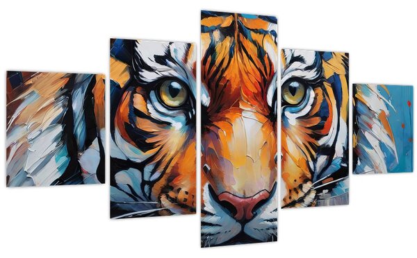 Obraz - Pohled tygra, malba (125x70 cm)