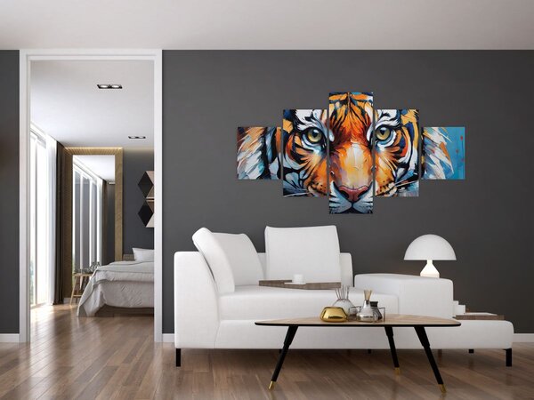 Obraz - Pohled tygra, malba (125x70 cm)