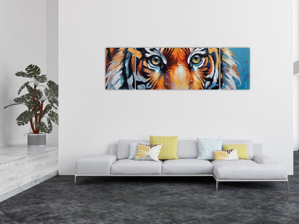 Obraz - Pohled tygra, malba (170x50 cm)
